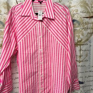 Pink Striped Button-Up Shirt